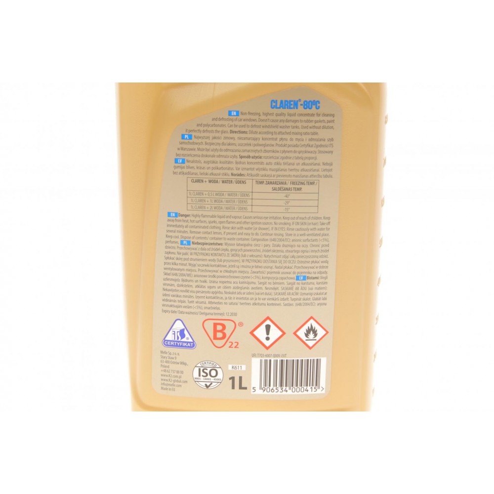 Омивач скла зима (1L) (-80°C) (Claren) (концентрат)