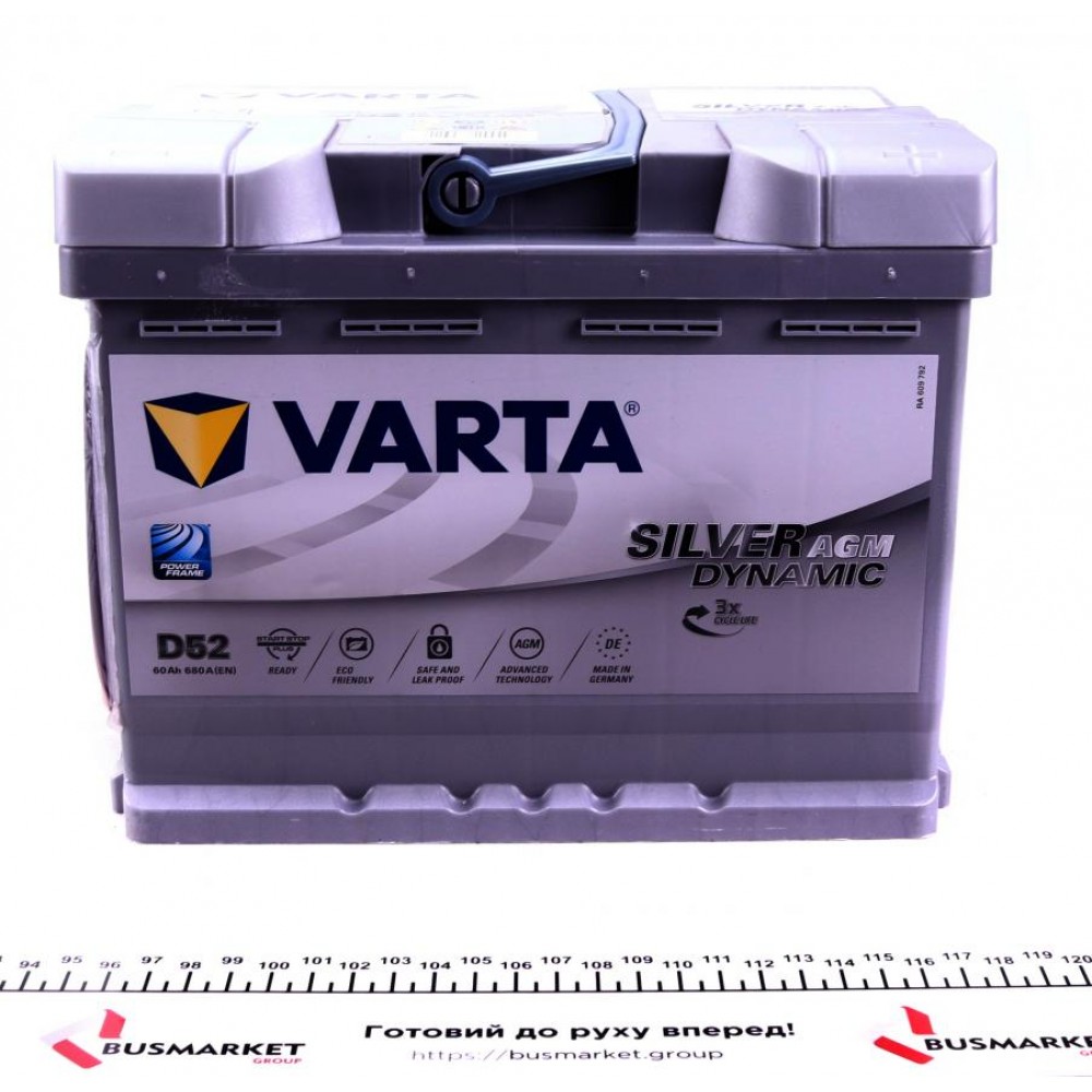 Акумуляторна батарея 60Ah/680A (242x175x190/+R/B13) (Start-Stop AGM) (замінено на 560901068 J382)
