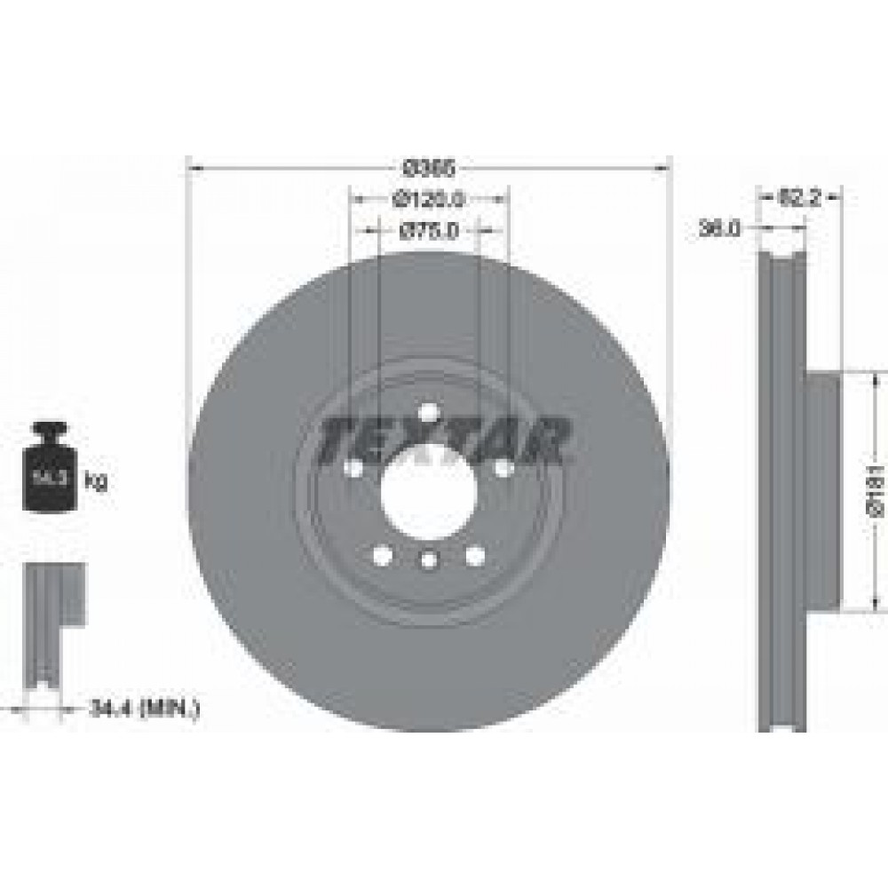 Диск гальмівний (передній) BMW X5 (E70/F15) 06-/X6 (E71/F16) 07- (365x36) PRO+