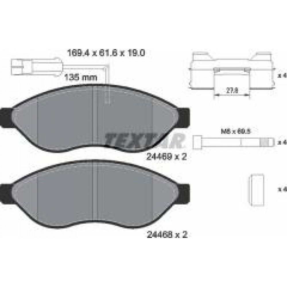 Колодки гальмівні (передні) Citroen Jumper/Fiat Ducato/Peugeot Boxer 06- (Brembo) Q+(з датчиком)