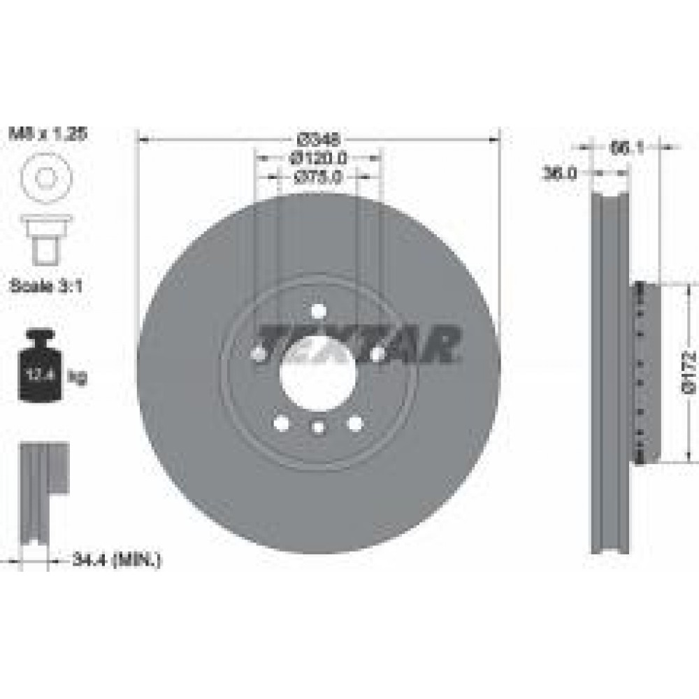 Диск гальмівний (передній) BMW 5 (F10/F11)/6 (F12/F13)/7 (F01-F04) 09- (348x36) (L) PRO+
