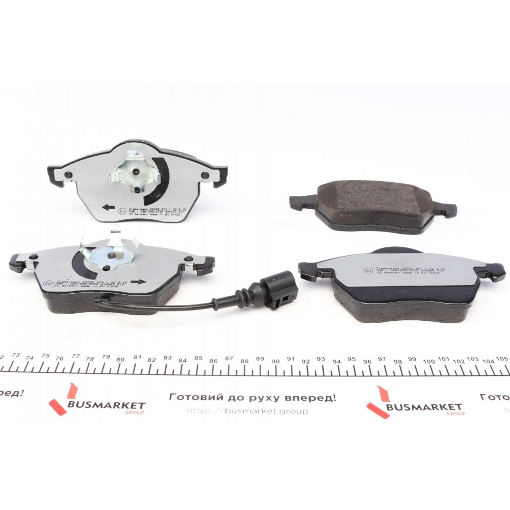 Колодки гальмівні (передні) Audi A3/VW Golf IV -03 (Ate-Teves) (з датчиком)(з низьким продукуванням пилу)