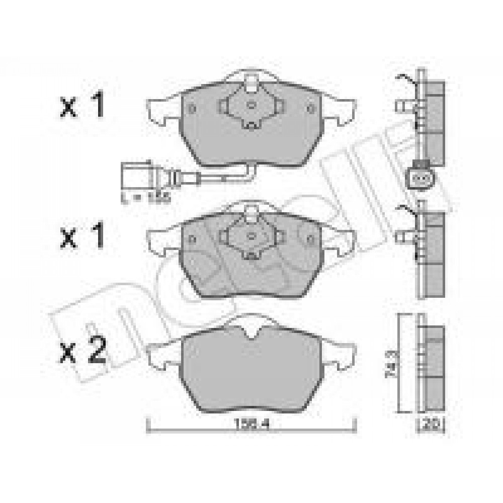 Колодки гальмівні (передні) Audi A3/TT/Seat Leon/Skoda Octavia/VW Golf 96-10/Polo 05-09 (+датчик)
