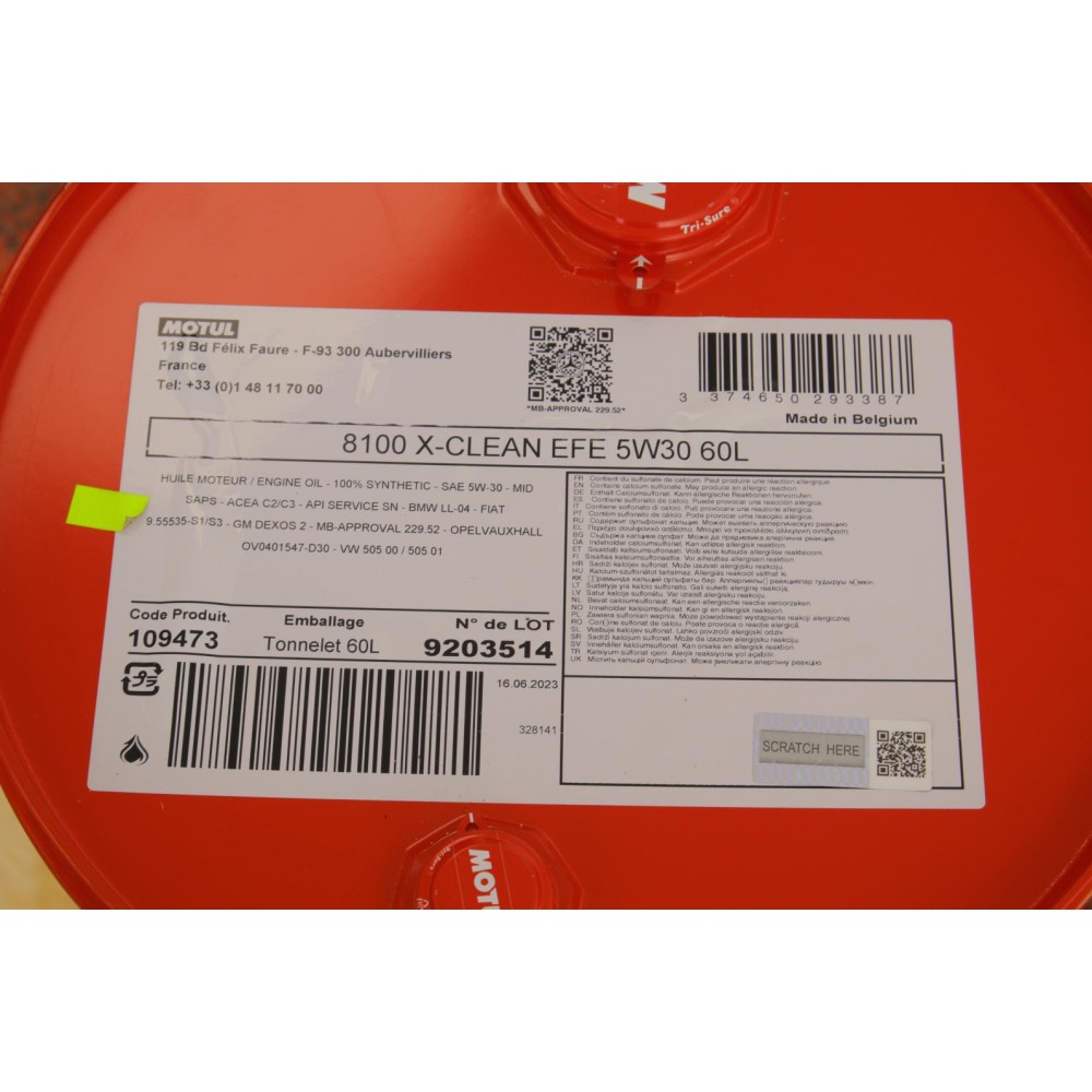 Олива 5W30 X-clean EFE 8100 (60L) (109473) (LL-04/9.55535-S1/S3/229.52/GM DEXOS2/MB 229.52)