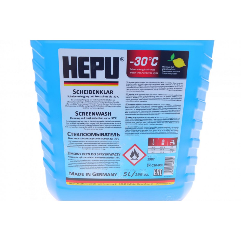 Омивач скла зима (5L) (-30°C) HEPU (1:1 -12°C)