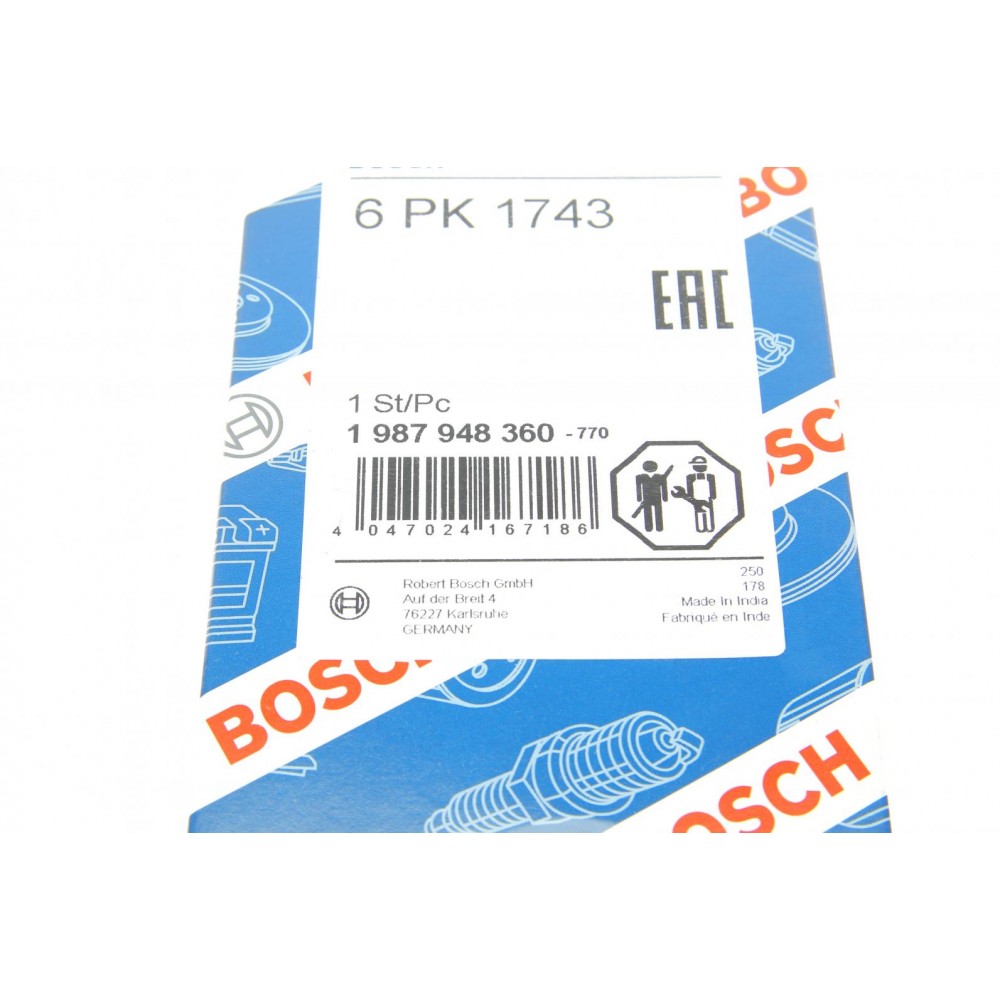 Ремень генератора Peugeot 206/306/4007/406/4007/Citroen C5 1.9TD/2.0/2.2HDI 96- (6PK1743)
