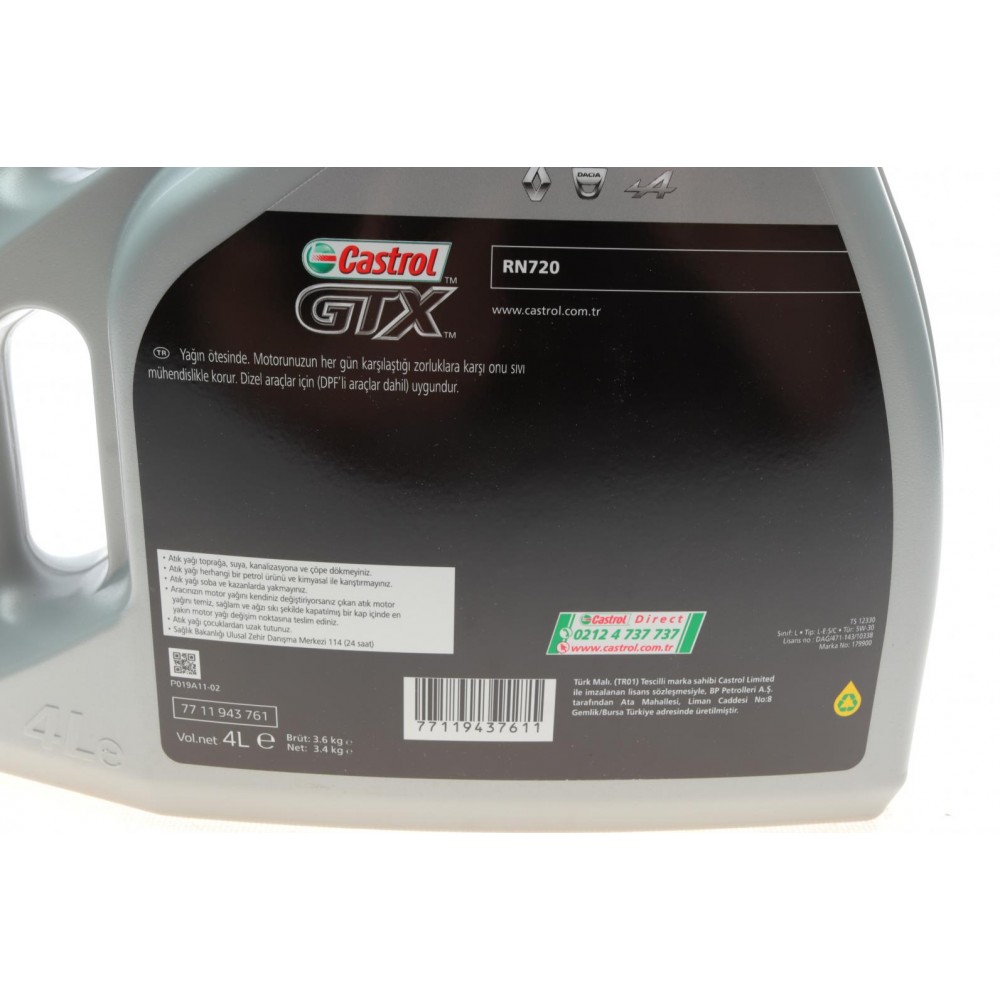 Олива 5W30 Renault Castrol GTX 4LT (4L) (RN 0720)