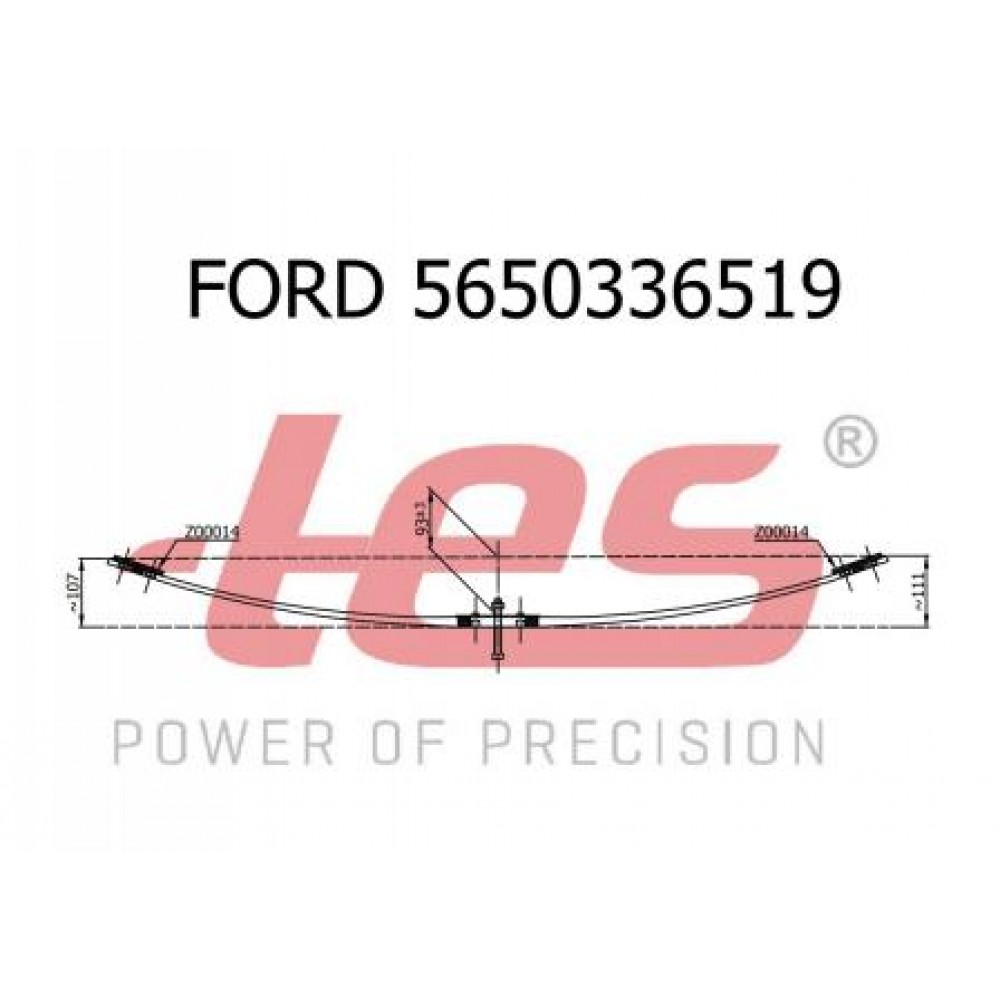Ресора задня підкорінна Ford Transit 00- (ізогнутий) (1/16mm) (60/620/620)