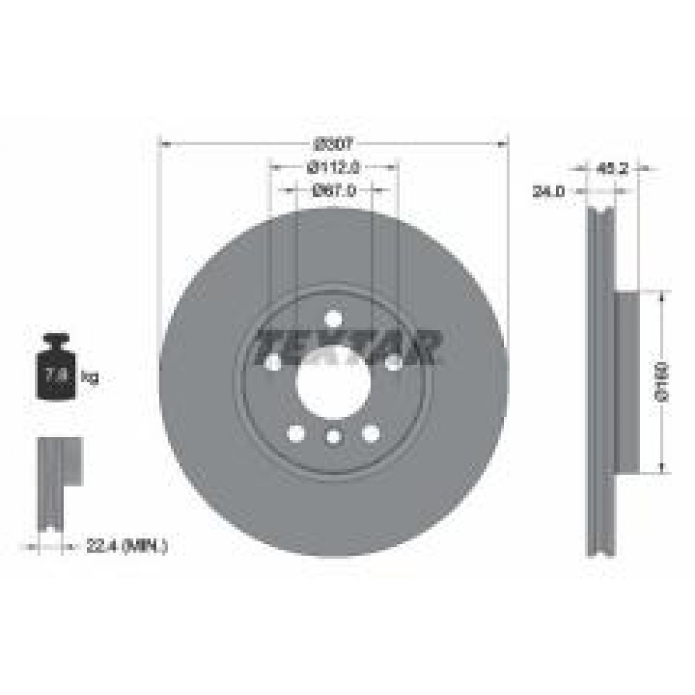 Диск гальмівний (передній) BMW 2 (F44-46)/X1 (F48) 14- (307x24) PRO+