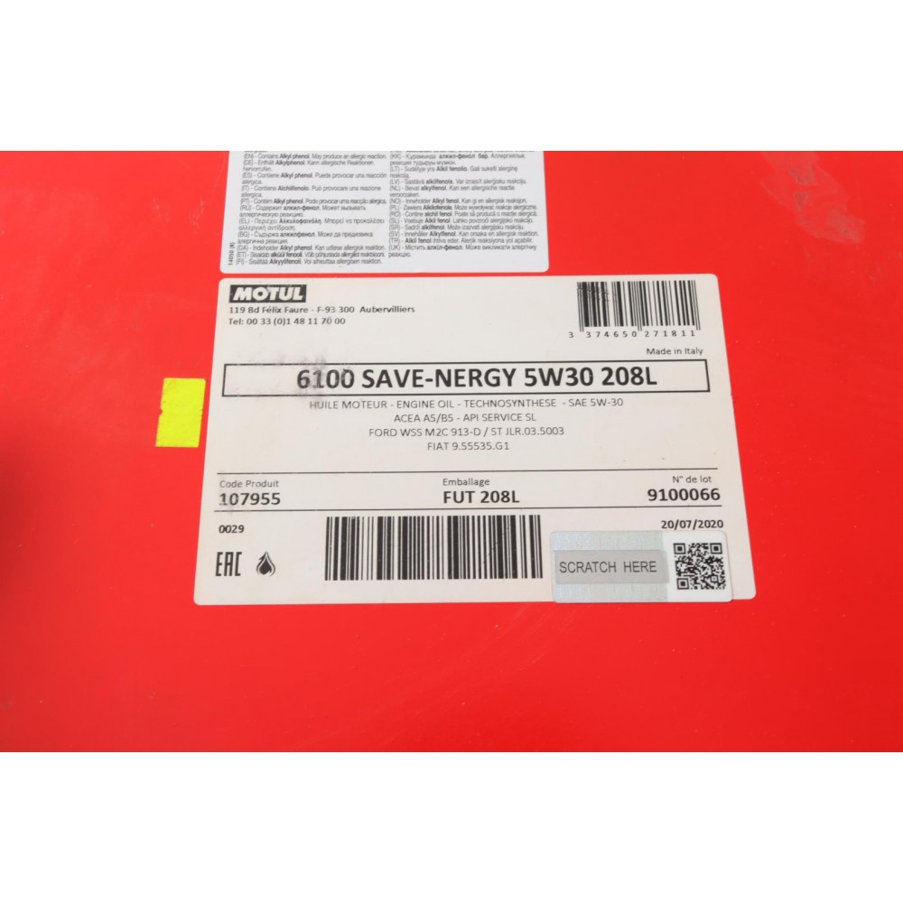 Олива 5W30 SAVE-nergy 6100 (208L) (WSS M2C 913D/STJLR.03.5003/9.55535-G1) 107955