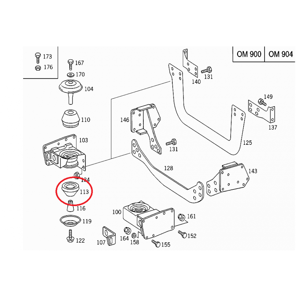 Подушка двигуна (передня/нижня) MB Vario 4.3TD