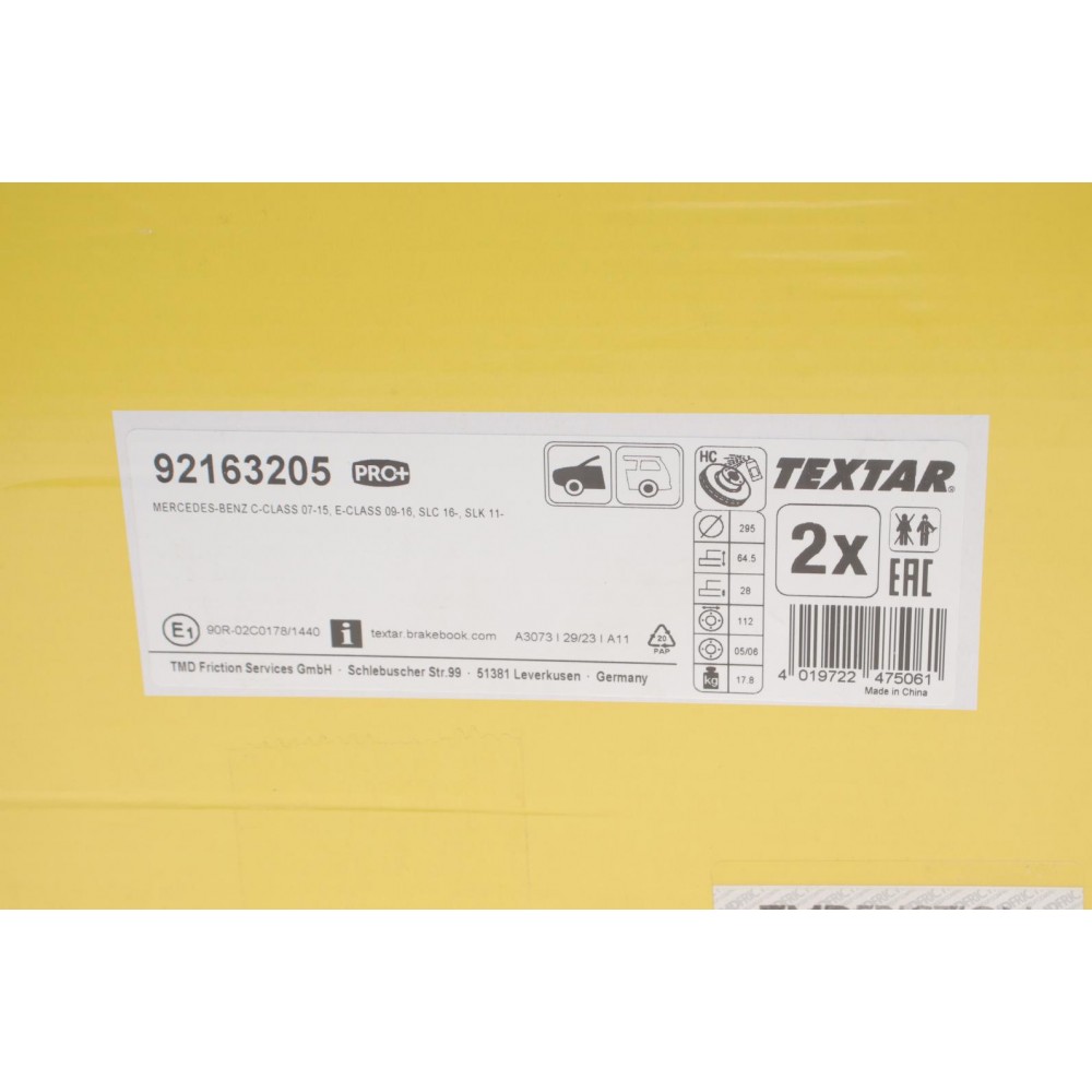 Диск гальмівний (передній) MB E-class (W211/W212/S211/S212) 02-09 (295x28) PRO+