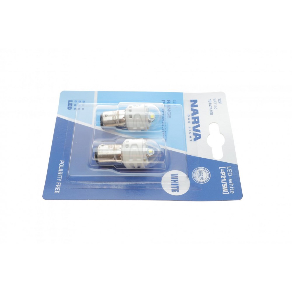 Автолампа P21/5W 12V 2.4/0.48W BAY15d LED (біла) (к-кт 2шт)