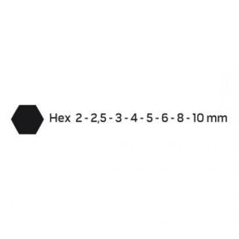 Набір ключів Г-под. Hex з круглим кінцем 2-10 мм
