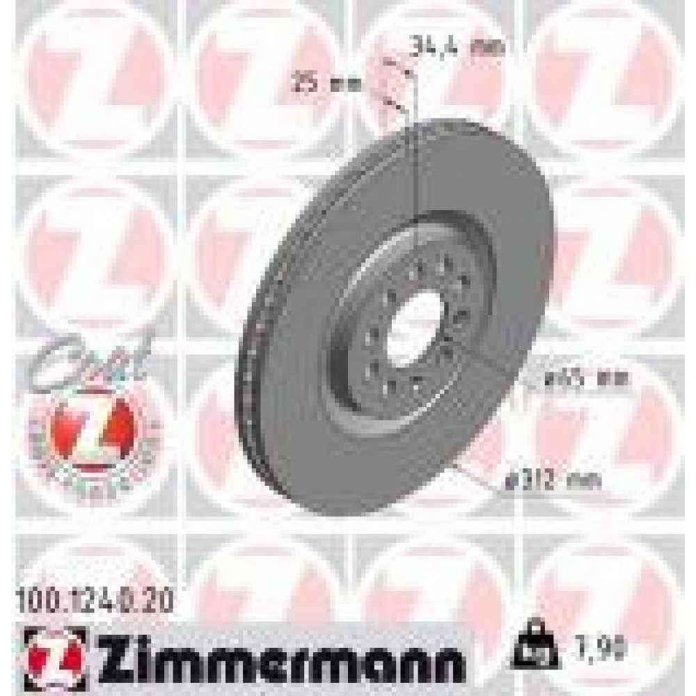 Диск гальмівний (передній) Audi A3 99-/TT 01-06/VW Golf IV 97-05/Polo 02-09 (312x25) (з покр.)(вент.)