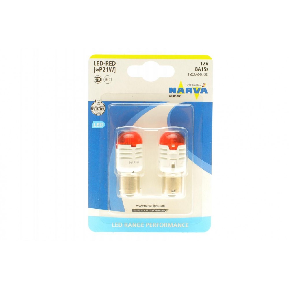 Автолампа P21W 12V BA15s (LED) (червона) (к-кт 2шт.)