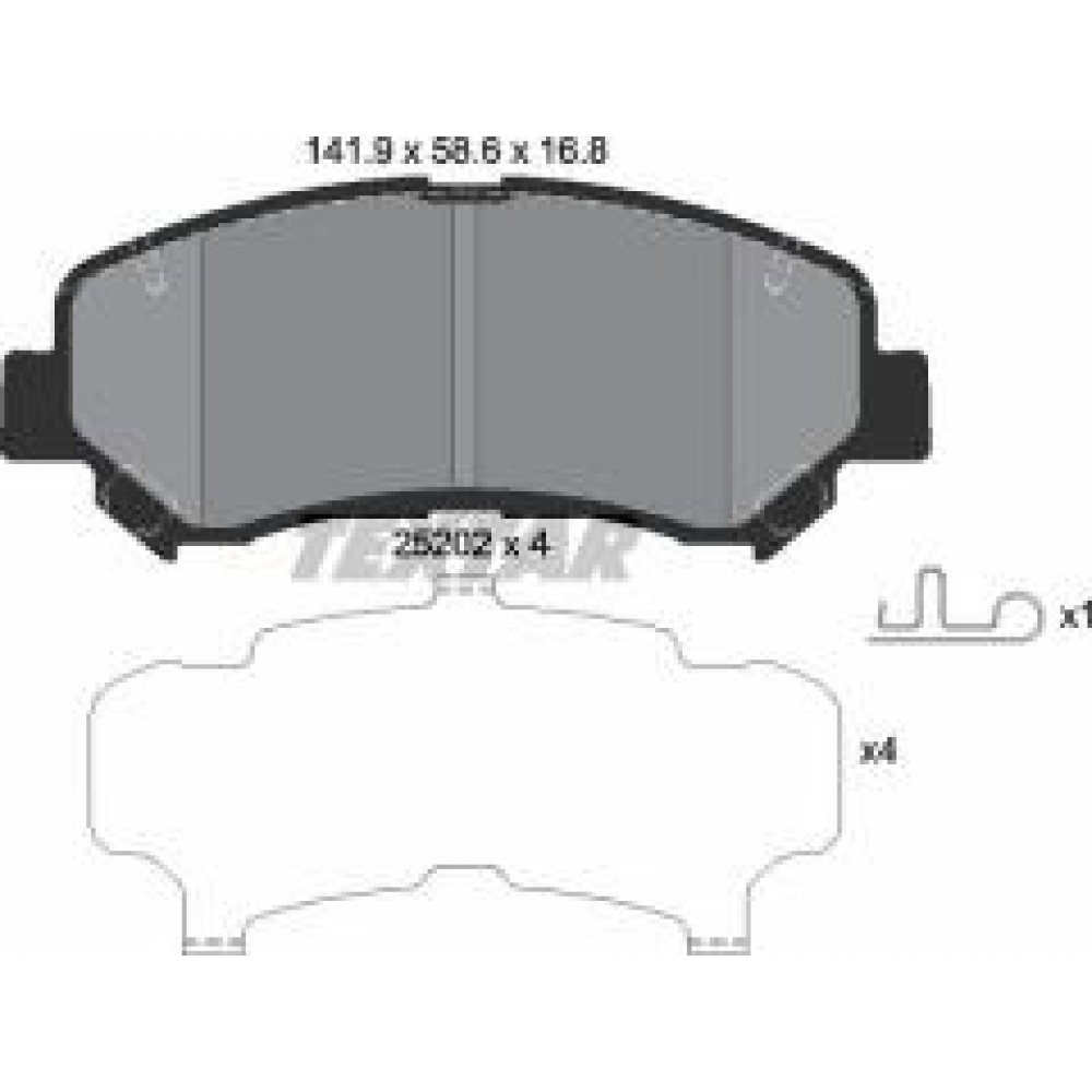 Колодки гальмівні (передні) Nissan Qashqai/X-Trail 07- (Akebono) (141.9x58.6x16.8)