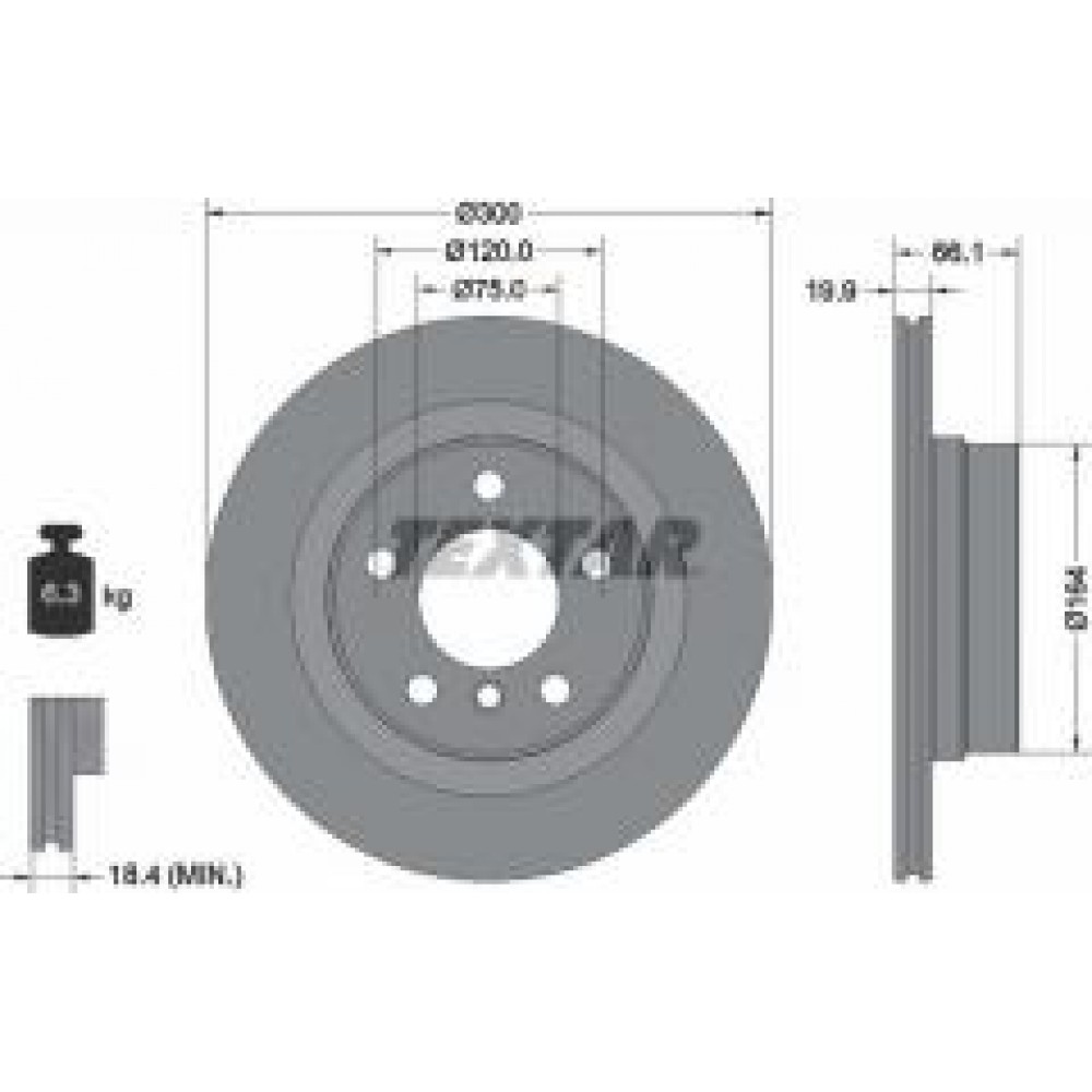 Диск гальмівний (задній) BMW 1 (F20/F21)/ 3 (F30/F31)/ 4 (F32/F36) 11- (300x19.9) PRO
