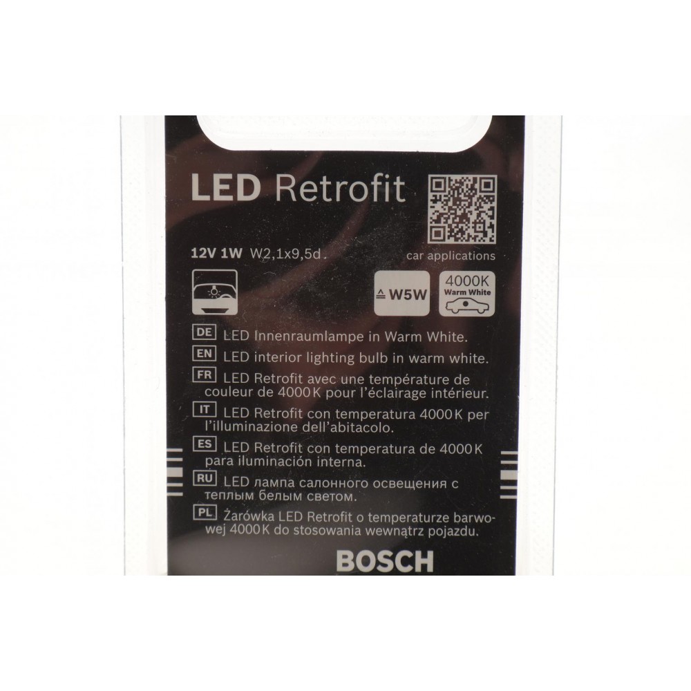 Автолампа W5W 12V 1W W2.1x9.5d LED Retrofit BL (4000K) (к-кт 2шт)