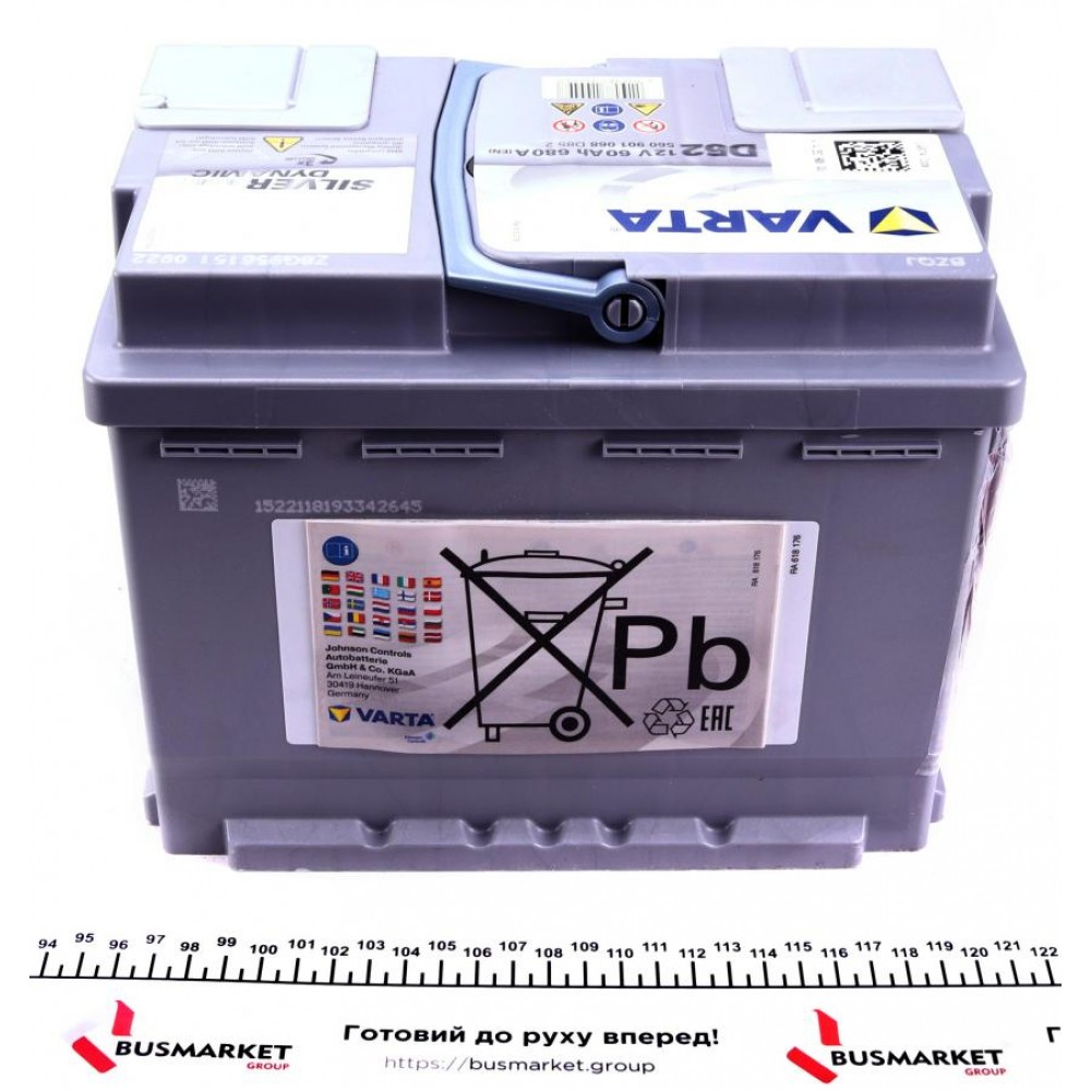 Акумуляторна батарея 60Ah/680A (242x175x190/+R/B13) (Start-Stop AGM) (замінено на 560901068 J382)