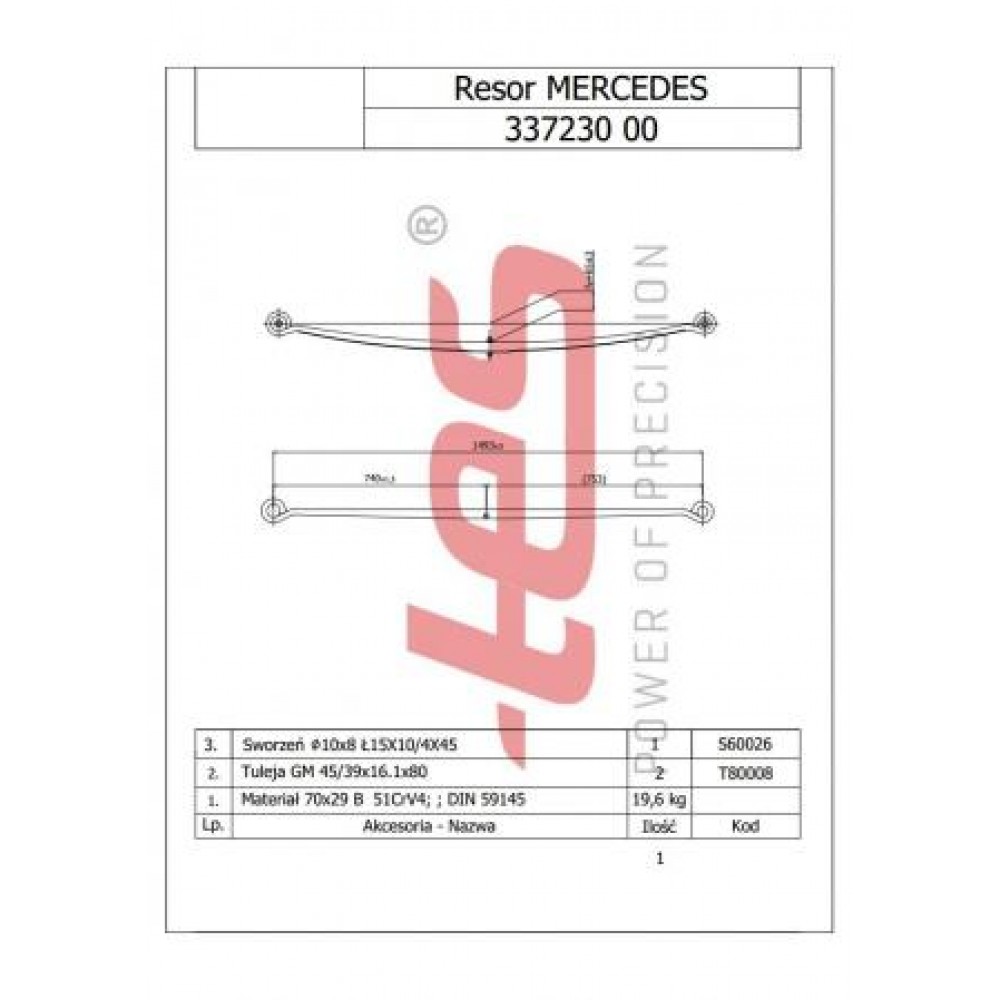 Ресора задня коренева MB Sprinter 410-416 96-06 (1/33mm) (70/740/753)