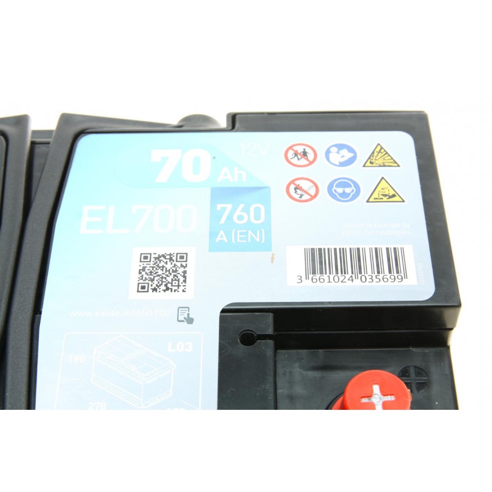 Акумуляторна батарея 70Ah/760A (278x175x190/+R/B13) (Start-Stop EFB)