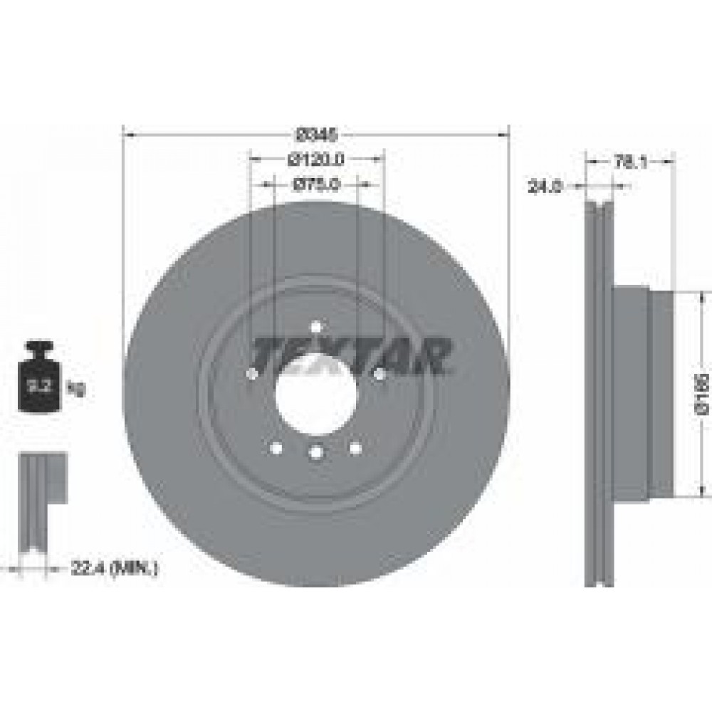 Диск гальмівний (задній) BMW X5 (E70/F15/F85)/X6 (E71,E72,F16) 06- (345x24) PRO+