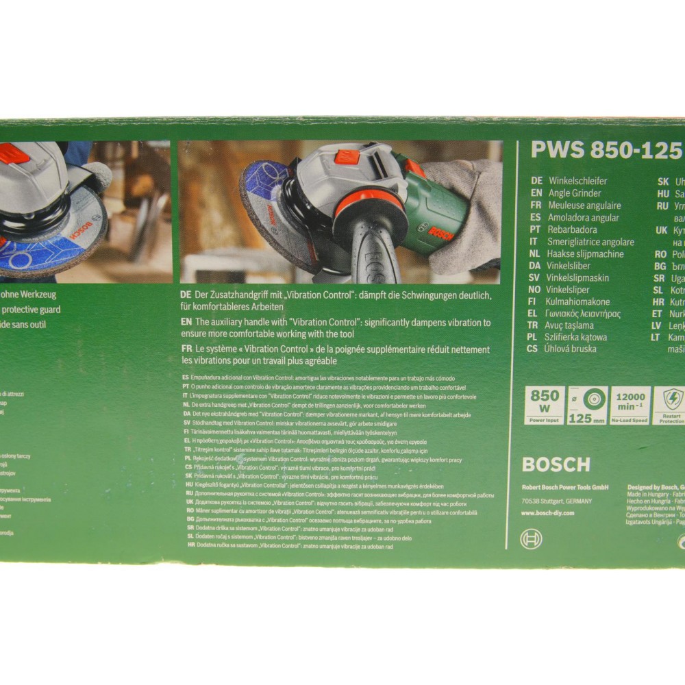 Шліфмашина кутова PWS 850-125 (850 Вт, 0-12000 об/хв, Ø125 мм)