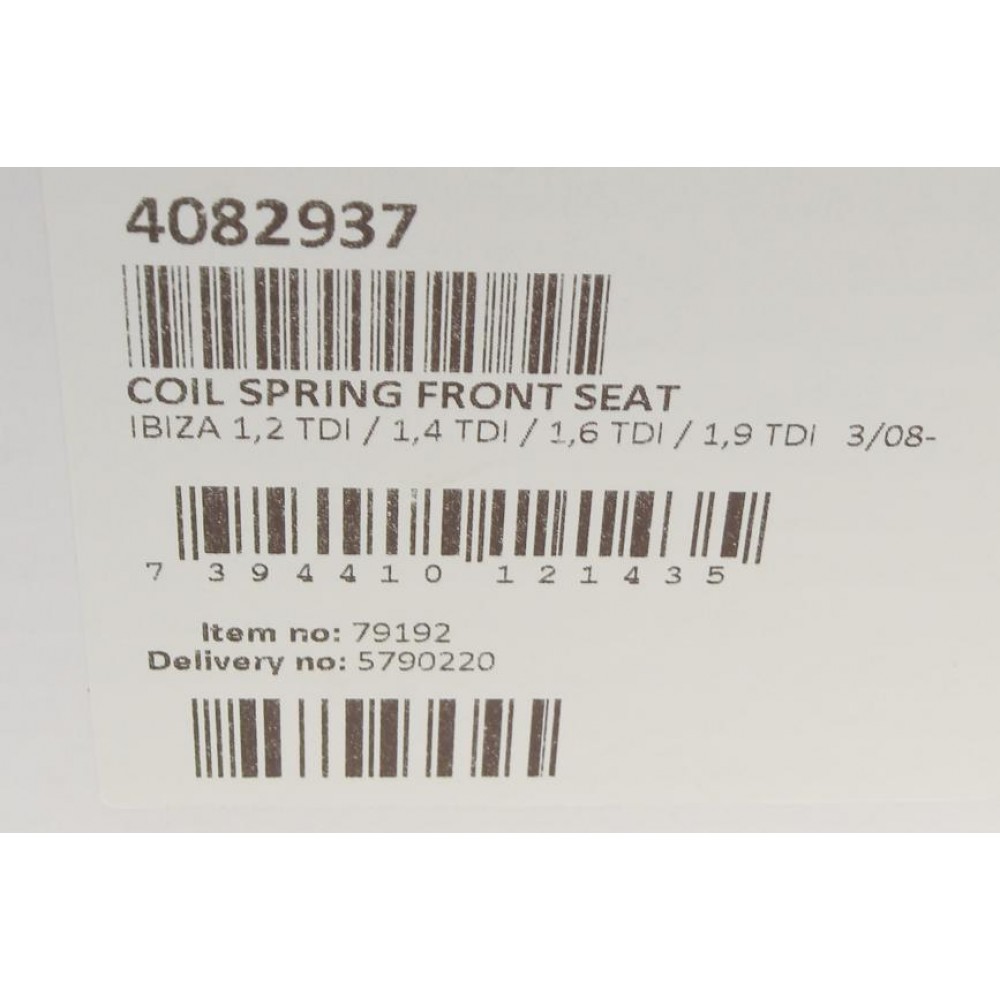 Пружина (передня) Seat Ibiza 1.2-1.9TDI 08-15/Audi A1 1.4TSI/TFSI АКПП 10-18 (накл.зад.ч/купе/унив)