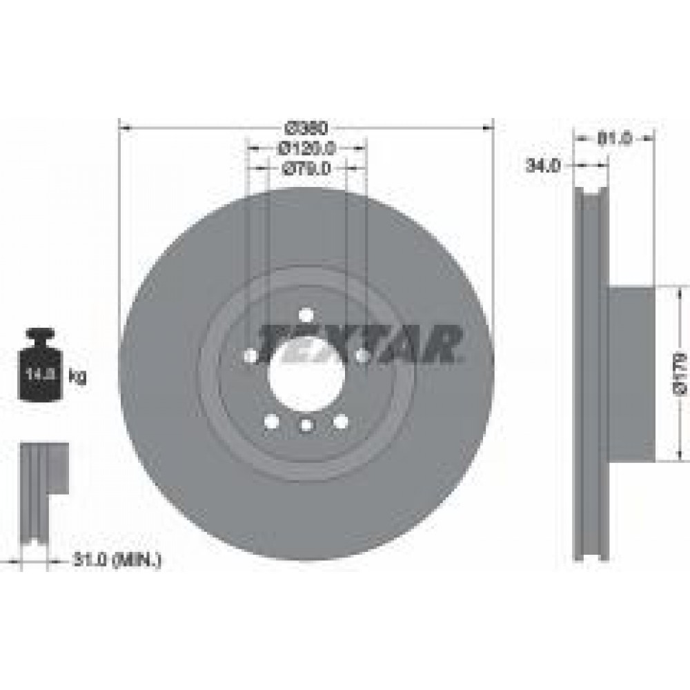 Диск гальмівний (передній) Land Rover Range Rover 4.4D/5.0i 4x4 09-12 (380x34) PRO+