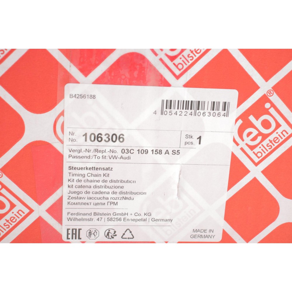 Комплект ланцюга ГРМ VW Golf V 1.4TSI, 10/03 - 02/09, 90/103/125kw, (z=130/18/36/36)