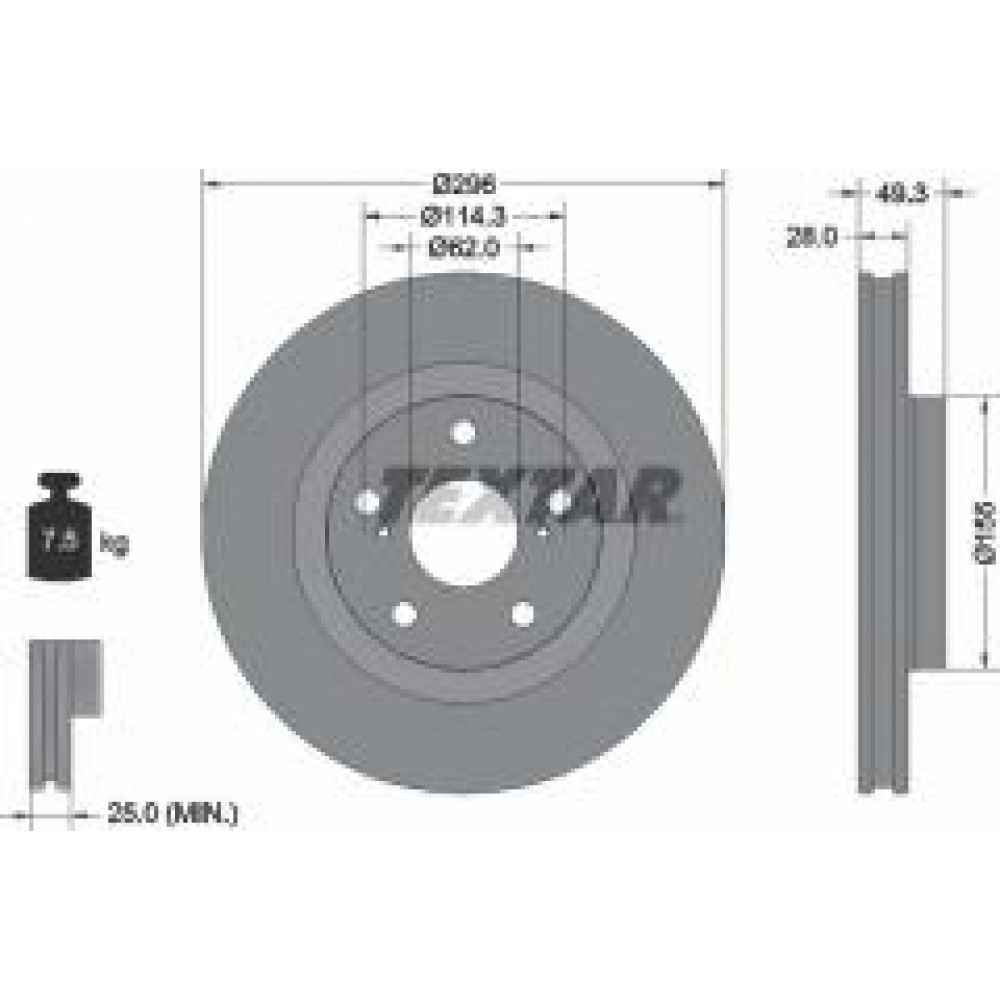 Диск гальмівний (передній) Toyota Rav4 2.0-2.2 06- (296x28) PRO