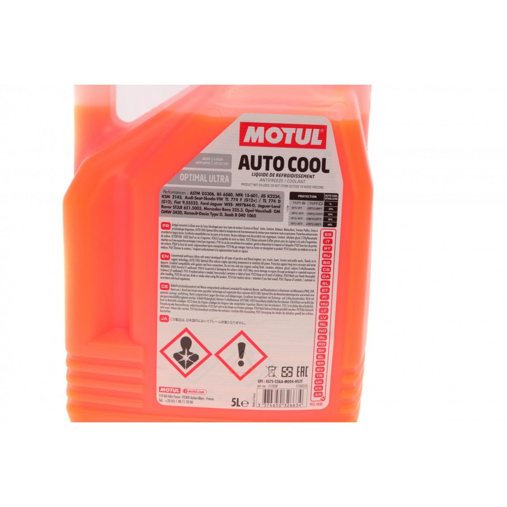 Антифриз (оранжевий) G12/G12 Plus (5L) Auto Cool Optimal Ultra (1:1= -41°C)/(109143/112630)