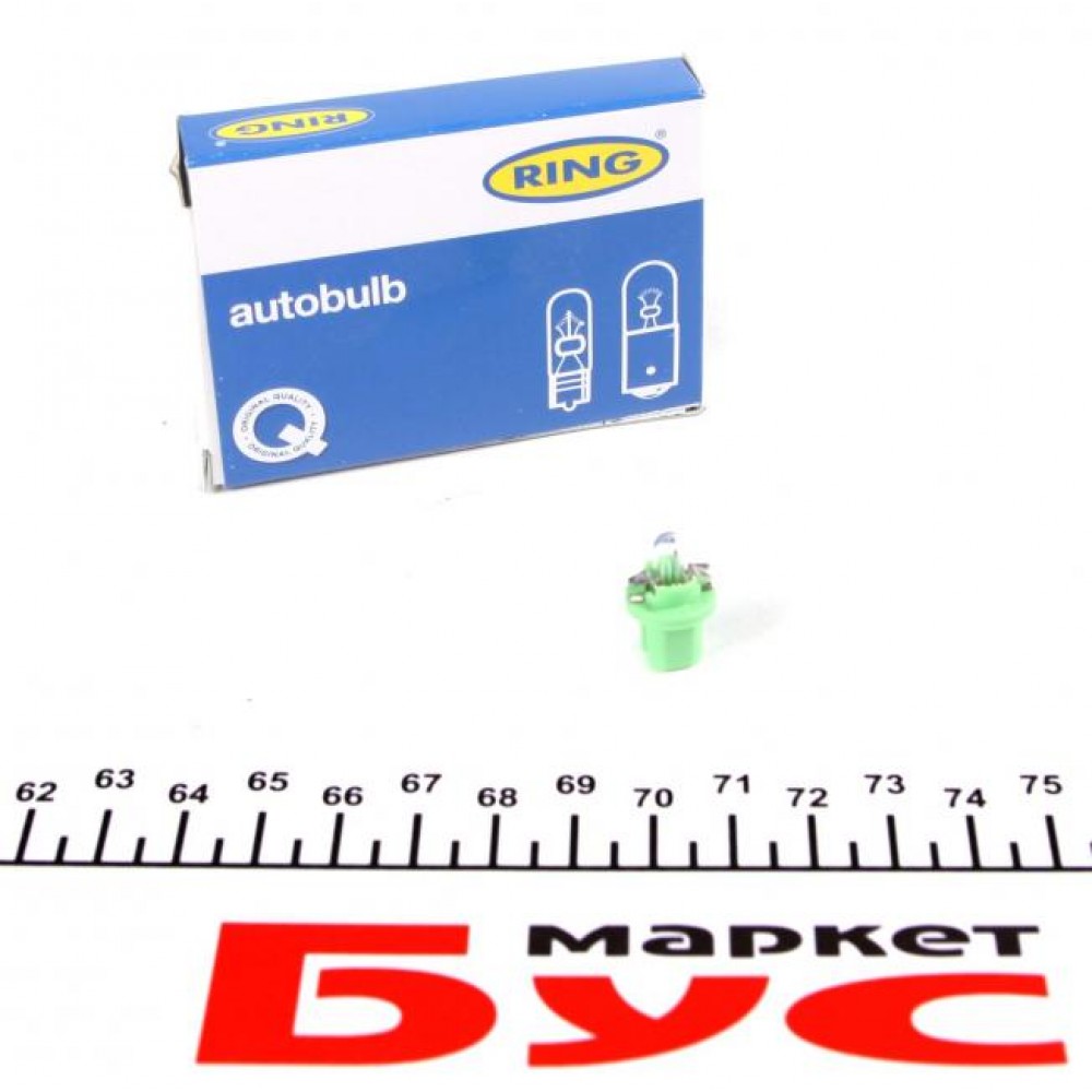 Автолампа 12V 2W B8.5d Green (в щиток приладів)
