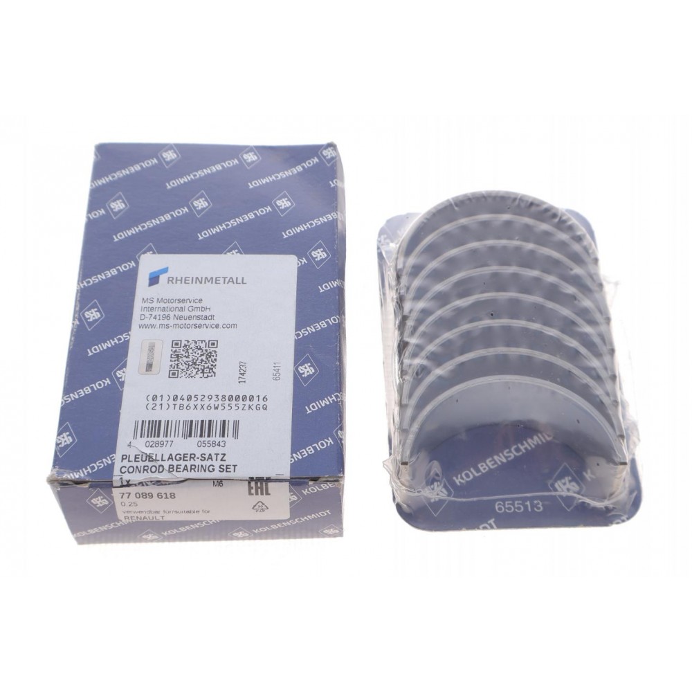 Вкладиші шатунні Renault 1.7/1.8/2.0/1.6D/1.9D F2N/F3 (+0.25) під замок