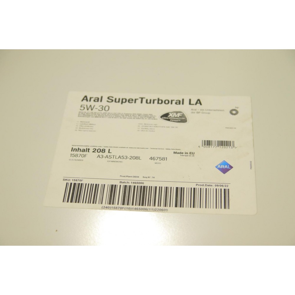 Олива 5W30 SuperTurboral LA (208L) (MB228.51/Renault RLD-2/RXD/Volvo VDS-3) 