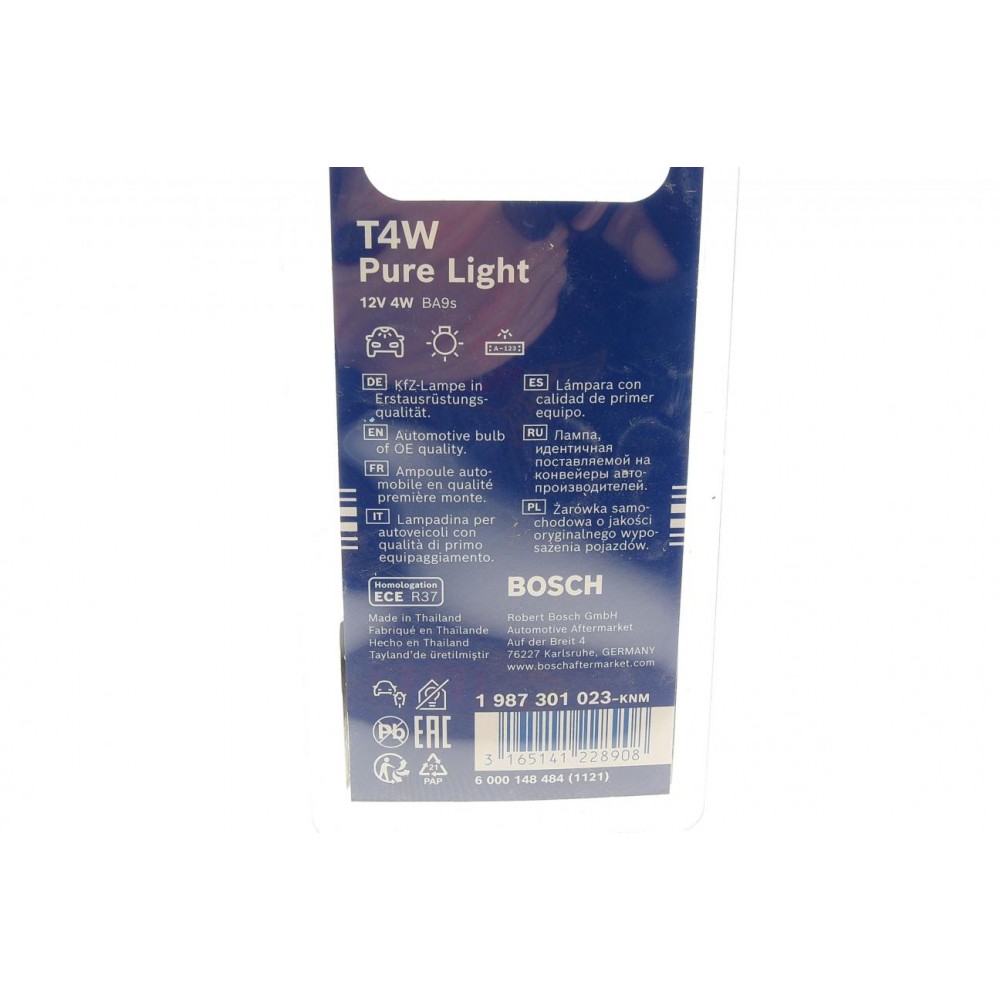 Автолампа T4W 12V 4W BA9s Pure Light (к-кт 2шт)