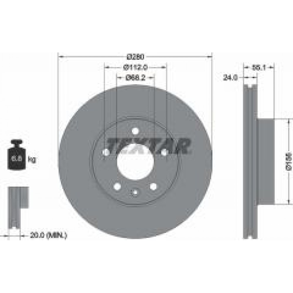 Диск гальмівний (передній) VW T4 2.5TDI 90-03 (280x24) (R15) PRO+