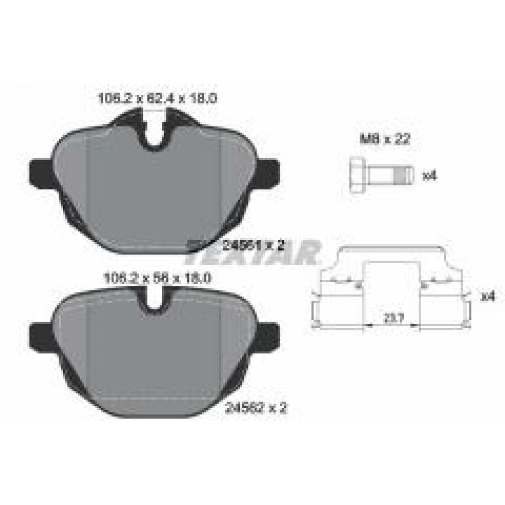 Колодки гальмівні (задні) BMW 5/X3/X5 10- (TRW) EPAD N20/N47/N53/N55/B46/B47 (знятий з пр-ва)