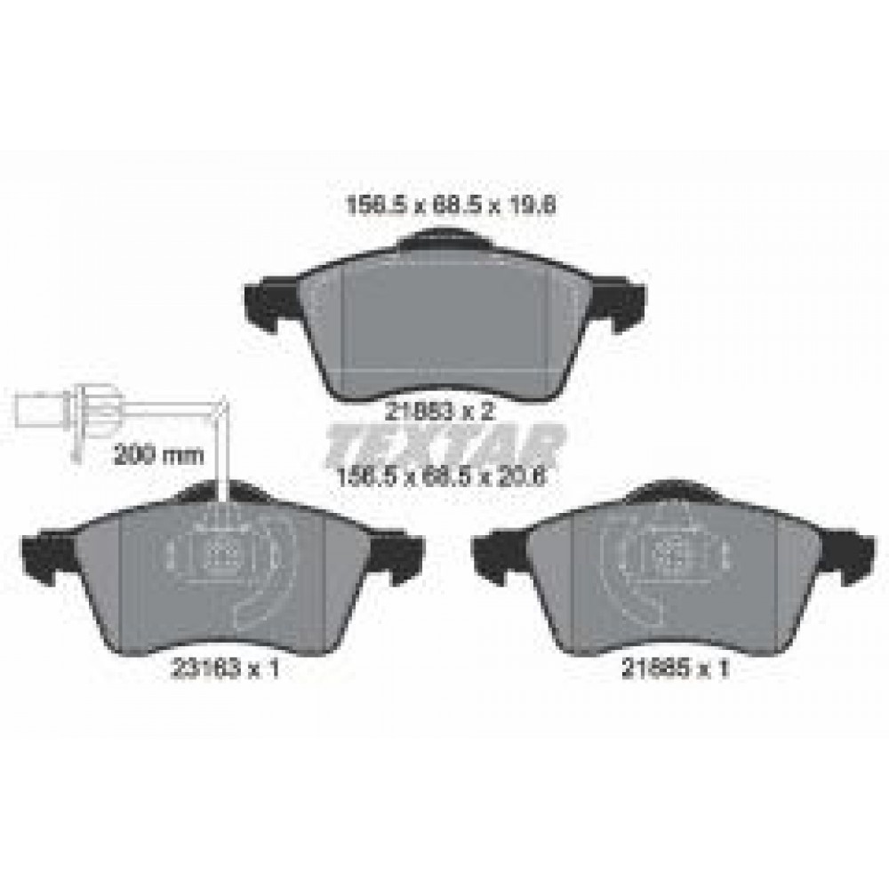 Колодки гальмівні (передні) VW T4 90-03 R15 (з датчиком) (Teves) Q+
