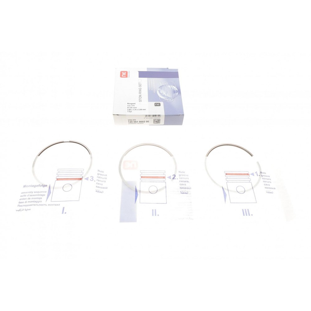 Кільця поршневі Volvo C30/C70/S40/S60/S80/V60/XC60/XC70/XC90 2.4D 01- (81.00mm/STD) (2-1.75-2)