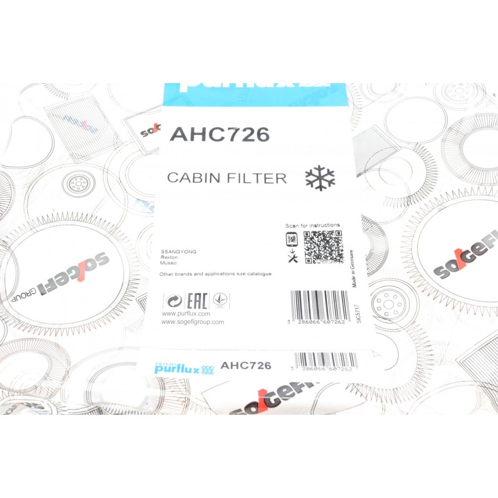 Фільтр салону SsangYong Musso/Rexton 2.0/2.2D 18- (вугільний)