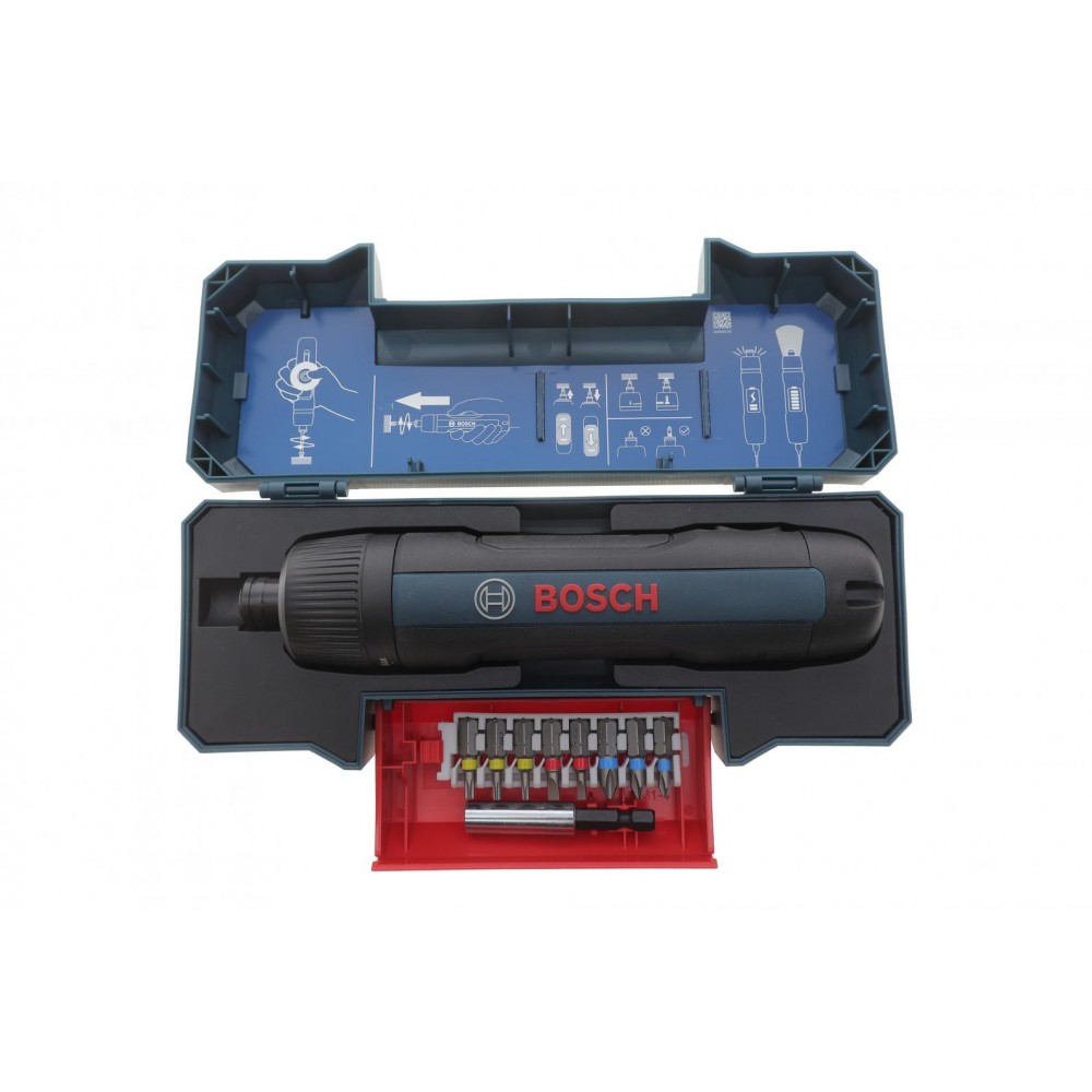 Шуруповерт акумуляторний Bosch GO 2 (2,5-5 Nm/3.6V) 360 об./Макс /d=6,35мм (+ кейс з бітами)