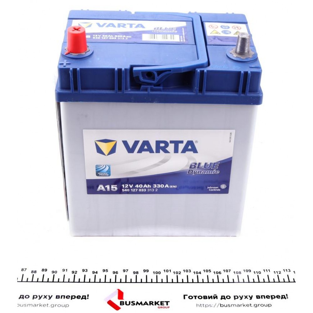Акумуляторна батарея 40Ah/330A (187x127x227/+L/B00) Blue Dynamic A15 Азія