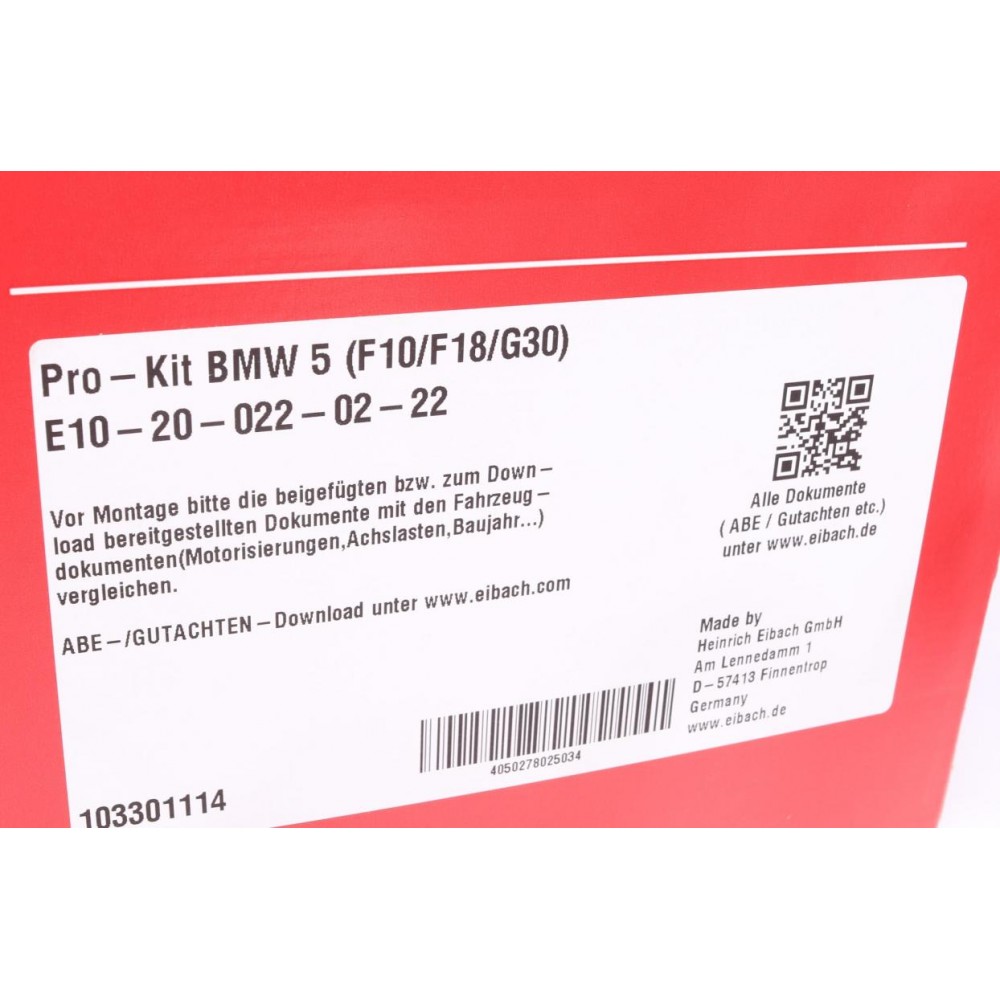 Комплект пружин (Pro-Kit) BMW 5 (F10/G30) 09- (4 шт.)