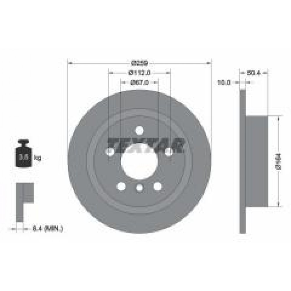 Диск гальмівний (задній) Mini (F55/F56/F57) 13- (259x10) B36/B37/B38/B46/B47/B48  PRO