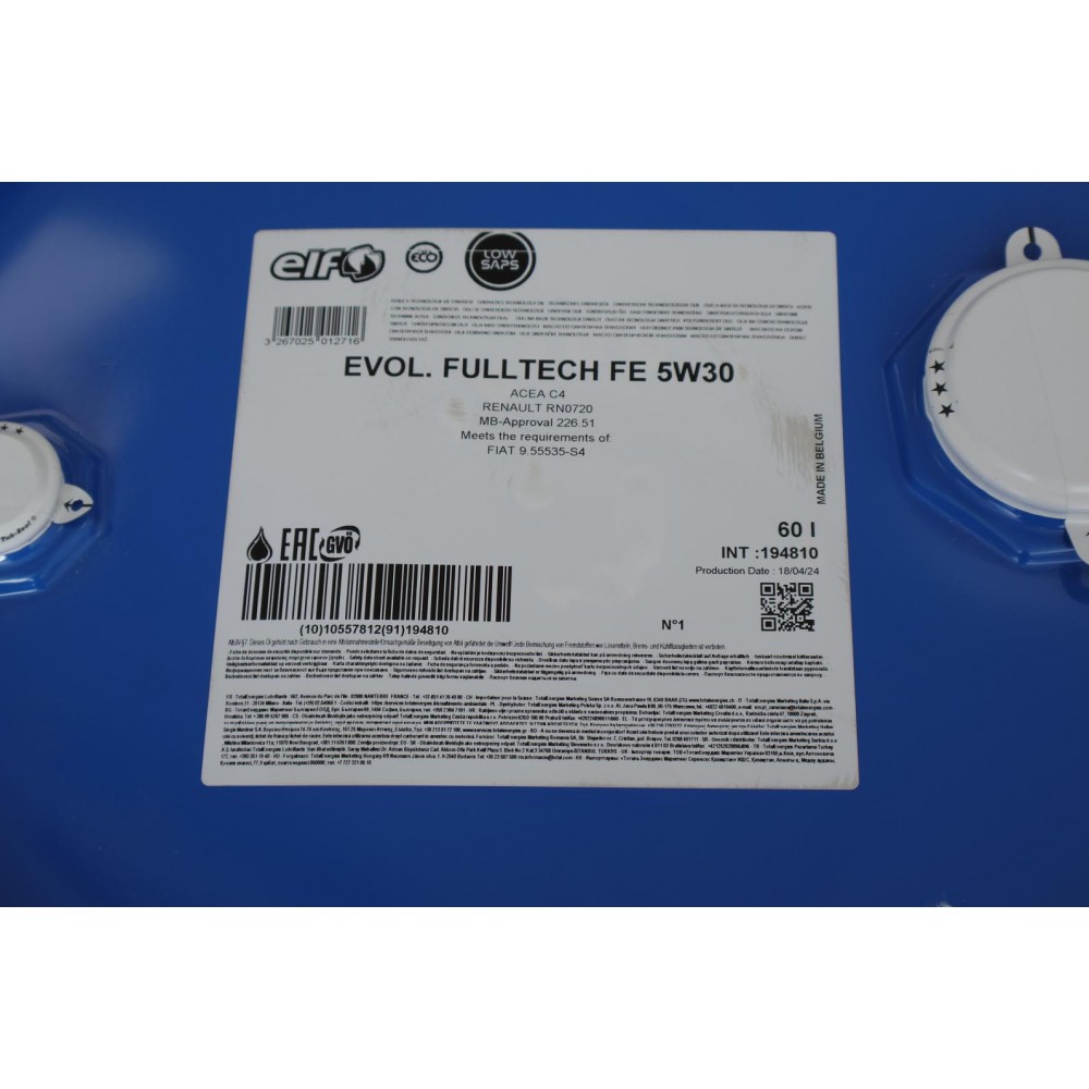 Олива 5W30 Evolution Full-Tech FE (60L) (C4/RN 0720/MB226.51)