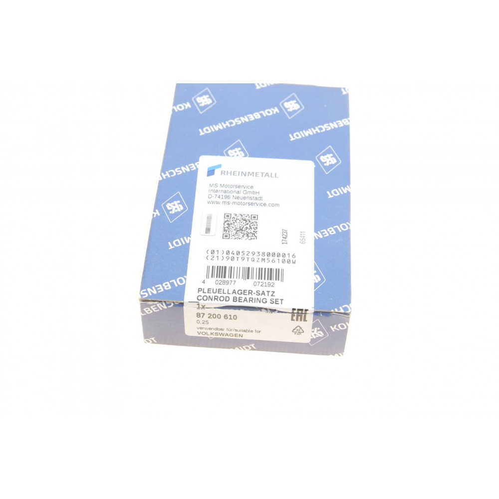 Вкладиші шатунні VW Golf/Passat/Caddy 1.6i/1.8i/2.0i (+0.25)