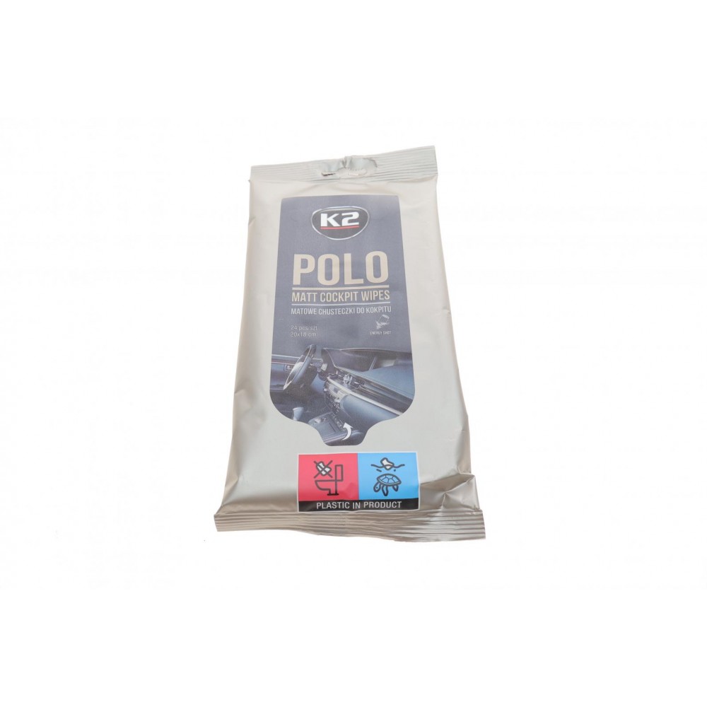 Серветки для догляду за елементами з пластмаси та гуми в салоні Polo Matt Cockpit Wipes (24 шт)