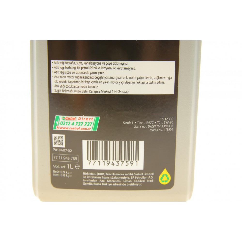 Олива 5W30 Renault Castrol GTX (1L) (RN 0720)